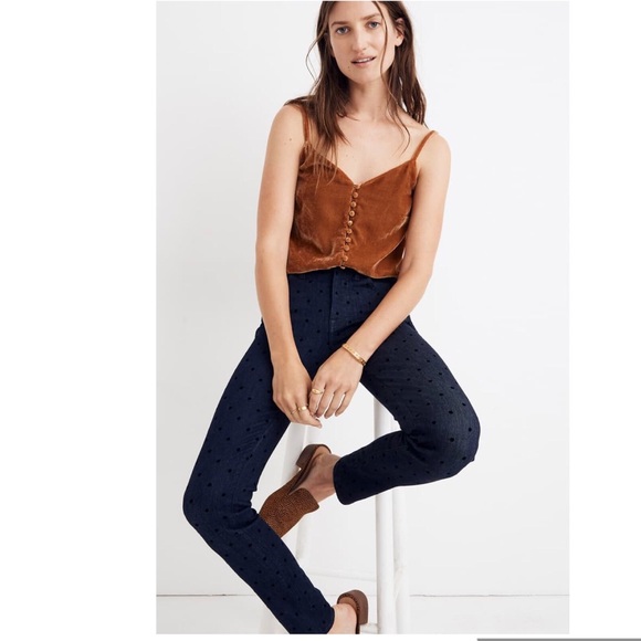 Madewell 9” Skinny Jeans in Flocked Dots - Picture 2 of 8